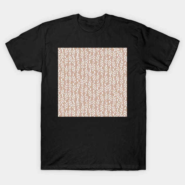 Taupe Minimalist Leaves Pattern T-Shirt by sorbetedelimon